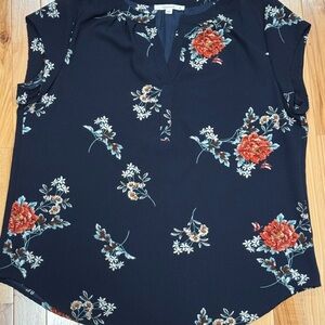 Fun 2 Fun Navy Floral Blouse
